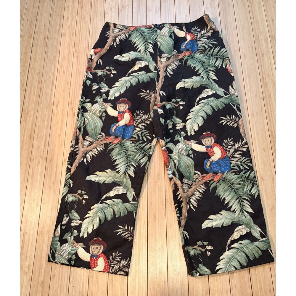 Vintage Pine Cove Women’s Size 10 Monkey Floral Pants Linen Trousers